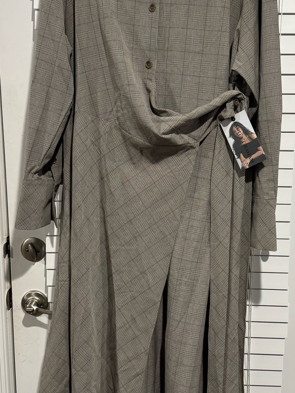 Ashley Graham Plus Size Plaid Wrap Midi Dress 22W NWT